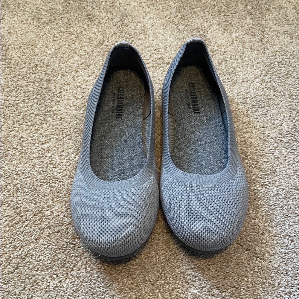 Everyday Grey Knit Ballet Flats with Cushioned Comfort